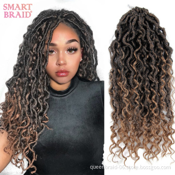 NEW Goddess Locs Crochet Hair Pre-Looped Skinny River Fauxs Locs Wavy Crochet With Curly Hair In Middle And Ends River Locs